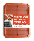 Copper Air Fryer Tray Set For Oven And Toaster Oven, 2 Piece Basket And Baking Pan, Mesh Crisper Tray For Even Airflow packaging