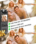 4K Ultra HD Body Camera With Audio And Video Recording, 128GB Mini Wearable Cam with screen display, fits travel and security use