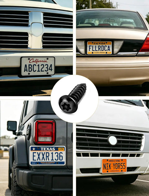 Keep Your Auto Setup Secured With These Goated Anti Theft License Plate Screw Kit Boasting Tamper Proof M6 Security Bolts.