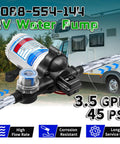 12V 45 PSI Diaphragm RV Water Pump Delivers 3.5 GPM Fresh Water For RVs Boats Yachts With One Half MNPT Connection