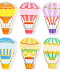 60 Colorful Hot Air Balloon Paper Cutouts With 120 Glue Dots, 6 Styles (10 Each), 4.8 x 7.2 Inch Name Tags For Spring Bulletin Boards