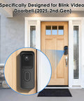 Adhesive No Drill Door Mount For 2025 Blink Video Doorbell 2nd Gen Anti Theft Bracket shown on a wooden door