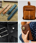 Arc Shaped Leather Punch Set 10mm 15mm 20mm 30mm 40mm For Belts Wallets And Bags Arch Curve Cutter No Fuss Built Tough Iron Punch Tool One Piece Construction For Thick Leather Clean Cuts And Easy End Punches, leather accessories including belts, watch straps, backpack, and wallet.