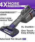 20V Max Handheld Vacuum For Pets With Advanced Clean Four Times More Suction Power Anti Tangle Motorized Rubber Bristles