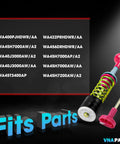 4 Piece Washer Drum Suspension Rod Damper Replacement Kit with model compatibility list.