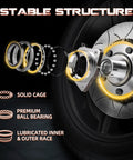 Exploded view of Wheel Hub And Bearing Assembly 515151 Front Or Rear Compatible With Ram 1500 2012 Through 2018 And Ram 1500 Classic 2019 5 Lug With ABS Beefed Up OEM Quality with labeled components including solid cage, premium ball bearing, and lubricated inner and outer race.