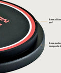 4 Inch Knee Practice Pad Silicone With Medium Rebound And Controlled Volume For Speed, Power And Precision, Great For Downtime Practice On The Couch Or In The Car, Classic Logo, 2 Year Warranty, 6 mm silicone pad with 9 mm base