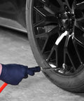 Inflating car tire with 50 Foot 3 By 8 Inch Air Compressor Hose 300 PSI Heavy Duty Lightweight PVC Flex For Quick Blow Off And Tire Inflation