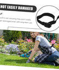 Woman using Eight Pack Lawn Spike Laces For Grass Spiked Shoes Straps Garden Aerator Shoes Nylon Laces Adjustable For Easy Yard Aeration While You Hustle Through The Grass.