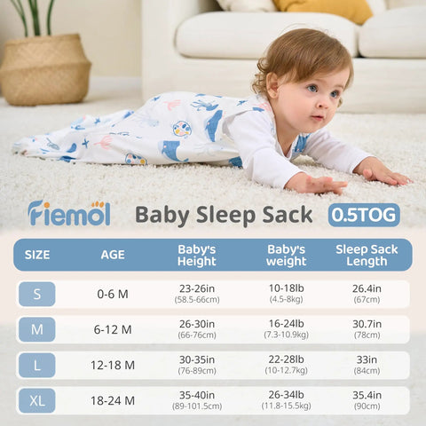 Lightweight Baby Sleep Sack Cozy As A Cloud 0.5 Tog Wearable Blanket For 0 To 6 Months Two Way Zipper Newborn Infant Sleeping Bag