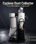 Pro Grade Cyclone Dust Collector With Dual Inlet Designed For Woodworking Shops Offers Kickass Suction And Low Buzz Motor Build To Keep Your Garage Spotlessly Clean Daily, showcasing its dual inlet and filtration system.