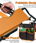 Gardening Bench Kneeler And Seat Folding Garden Chair All In One Multifunctional Kneeling Stool With Tool Bags On Both Sides Orange