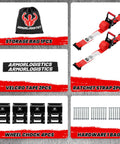 Heavy Duty Wheel Chock Tie Down Kit With Ratchet Straps For ATV UTV And Lawn Mower 4400 Pound Break Strength Built To Last