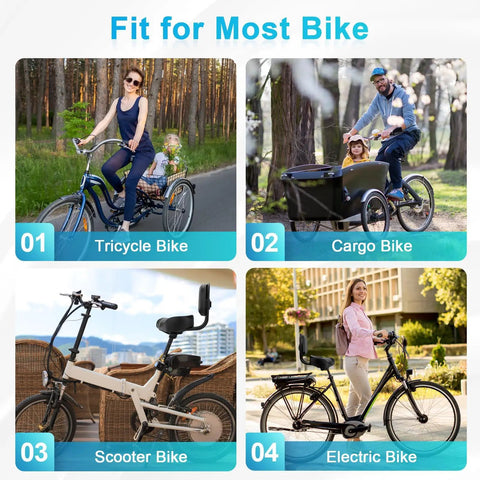 Oversized Noseless Bike Seat With Backrest 13 By 9 Inch Ultra Wide Saddle For Ebikes Tricycles And Stationary Bike Cushions Extra Thick Foam For Hip Support Noseless Design For All Day Comfort on tricycle, cargo, scooter, and electric bike