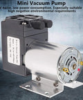12V DC Mini Vacuum Pump Featuring Dead Quiet Diaphragm Design And Integrated Suction Holder for quiet operation in small projects.