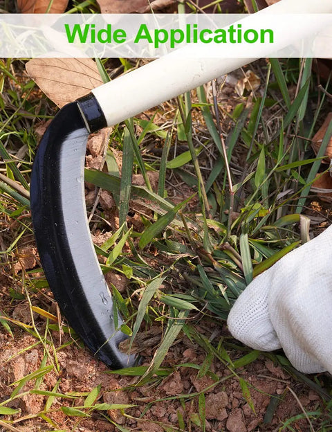 Carbon Steel Grass Sickle For Easy Weeding And Harvesting, Lightweight Garden Hand Tool With Sharp 15 Inch Blade And Wooden Handle
