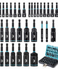 Magnetic Nut Driver Set 35 Piece For Impact Drill With Metric And SAE Nut Drivers Deep And Regular Wing Nut Driver 12mm Quick Release Bit Holder And 6 Inch Bit Extender In Handy Toolbox