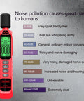 Real Talk Noise Meter For Home, Workshop And Studio Use With 30 To 130 dB Range, A Weighted Sound Profile, Clear LCD Backlit Display, Max Min Data Retention, Auto Power Off, 1.5 dB Accuracy, Super Easy Read, And User Friendly, red handheld sound level meter