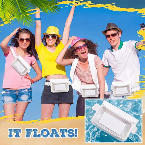 People wearing Waterproof Phone Pouch Fanny Pack IPX8 With Floating Dry Bag Triple Seal Roll Closure and Adjustable Waist Strap