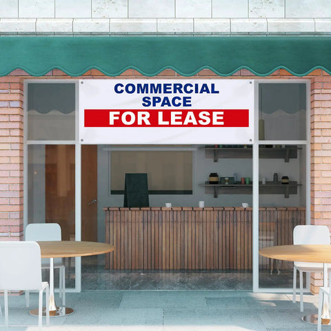 Prime Space For Lease Vinyl Banner Sign 18x48 Inch Heavy Duty Outdoor Advertising Weatherproof Sign With Metal Grommets For Shops Offices And Warehouses on storefront window