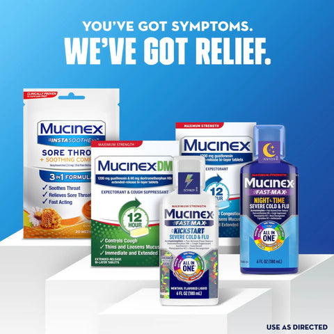 Heavy Lift 12 Hour Guaifenesin Extended Release Expectorant Smooth Chest Congestion Relief Real Deal Mucus Clearance That Hits Different And Keeps You On Point 100 Tablet Strength Pack displayed with other Mucinex products.