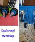 Industrial Pneumatic Caster Wheels With 360 Degree Swivel Top Plate And Fixed Plate on workshop floor, ready for use