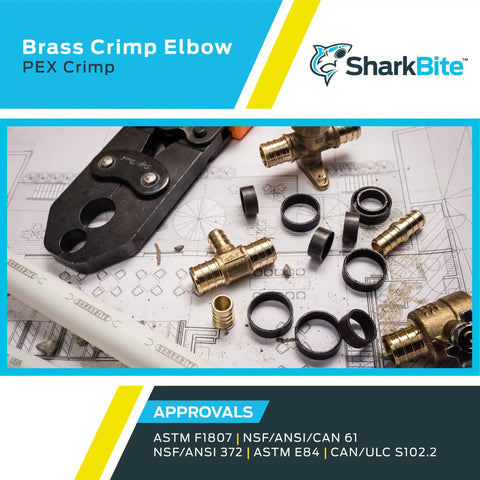 Half Inch Crimp 90 Degree Brass Plumbing Elbow Fitting Pack Of 10 For PEX And PE RT Tubing Lead Free Build Full Flow