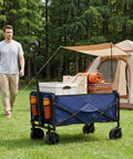 Heavy Duty Collapsible Wagon Cart 67L With 220 Lbs Capacity Adjustable Handle Lightweight Portable Design All Terrain Wheels