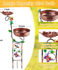 37-inch tall copper metal bird bath with feeder, featuring lotus leaf design, for garden or yard, weatherproof and rust resistant.