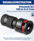 Three-Eighths To One-Fourth Inch Quick Release Impact Socket Adapter And Bit Holder, CR-MO Steel, 1000 in-lb torque capability