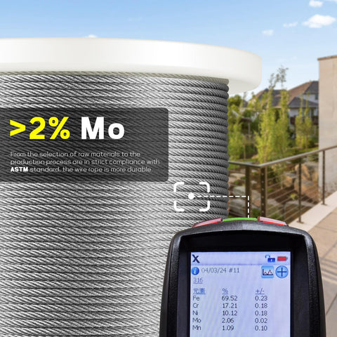 Beefy 316 Stainless Steel Cable 500 Ft One Eighth Inch Aircraft Wire Rope For Deck Railing Kit And DIY Balustrades 7x7 Strand