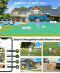 Wireless Outdoor Security Cam With Solar Power And Built In 5200mAh Battery AI Motion Detection 1080P Color Night Vision