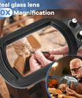 10X Rectangle Magnifying Glass With Light And Stand For Close Work And Reading Hands Free LED Desk Lamp With Clamp Real Glass Lens