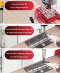 Door Hinge Jig Adjustable Mortise Jig Fits Door Hinges From Two Point Five To Five Inches Long And Various Thicknesses Includes Quarter Radius Five Eighths Radius And Square Corner Types Red Gift For DIYers And Pros usage instructions