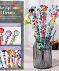 513 Piece DIY Beaded Garden Stakes And Fairy Wand Craft Kit With Sparkling Crystal Accents arranged in a glass vase, showcasing vibrant colors.