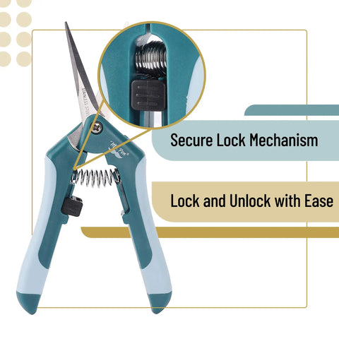 Gardening Pruning Shears 6.5 Inch With Straight Stainless Steel Blade, Ergonomic Handle And Spring Loaded Mechanism detail