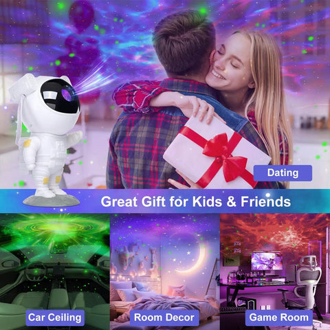 Nebula Night Light Projector For Kids With 8 Nebula Effects And Green Twinkling Stars, used for car ceiling and gaming room decor.