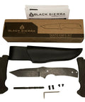 Japanese Tanto Knife Making Kit For Adults DIY Fixed Blade With Stonewashed Steel And Deluxe Leather Sheath Build Your Own Dope Custom Knife From Scratch unassembled components, including blade, sheath, and handles