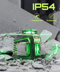 3 By 360 Degree Laser Level Self Leveling With Green Cross Line For Construction And Picture Hanging All In One Boss Grade Tool With Rechargeable Battery Remote Control And Magnetic Rotating Stand Included, IP54 waterproof dustproof
