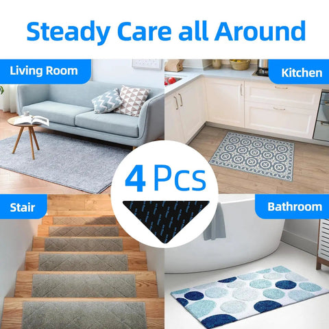 4 Pack No Slip Rug Tape For Hardwood Floors And Tiles Double Sided Adhesive Rug Grippers That Keep Area Rugs Flat And Secure