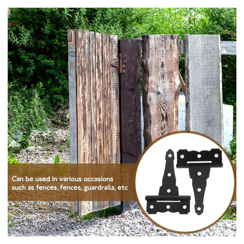 Heavy Duty 4 Inch Adjustable T Shaped Shed Hinges 2 Pack on wooden shed door