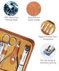 Manicure Set For Men 13-Piece Stainless Steel Nail Kit With Leather Travel Case Pedicure Tools Grooming Essentials Heavy-Duty Clippers
