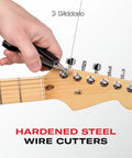 Pro-Winder All-In-One Guitar Tool With String Winder Cutter Bridge Pin Puller in use on guitar strings.