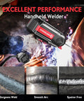 Beast Portable 110V Handheld Arc Welder With 120A Output, IGBT Inverter, digital display in use welding metal.