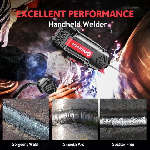 Beast Portable 110V Handheld Arc Welder With 120A Output, IGBT Inverter, digital display in use welding metal.
