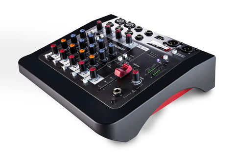 ZEDi-8 Compact Hybrid Audio Mixer And USB Interface For Home Studio And Live Gigs with control knobs and inputs