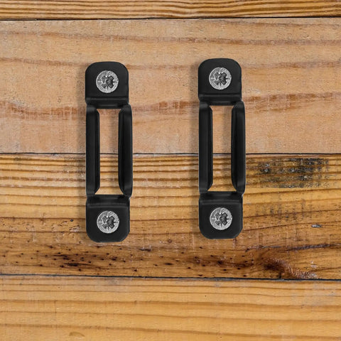 Legit Solid Furniture Connectors And Heavy Duty Hidden Fastener Clip Kit For Seamless Shelf Assembly Black Manganese Steel fasteners on wood.