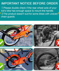 Image showing instructions for Kids Bike Trainer Handle For Learning To Ride, illustrating proper and improper bike setups.