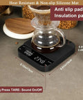 Digital Coffee Scale With Built In Timer 0.1g Precision To 3000g Rechargeable Espresso Scale for pour over with glass touch surface.