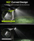 Outdoor Solar Flood Lights With Motion Sensor Waterproof Security Flood Lamps Fifty Percent Brighter Gen2 Fly Eye Lens Includes Sixteen Point Four Foot Extension Cord A No Brainer Upgrade For Barn Porch Backyard Two Pack illuminating backyard area with 160-degree coverage curve